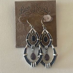 Lucky brand earring silver black new pierced dangle